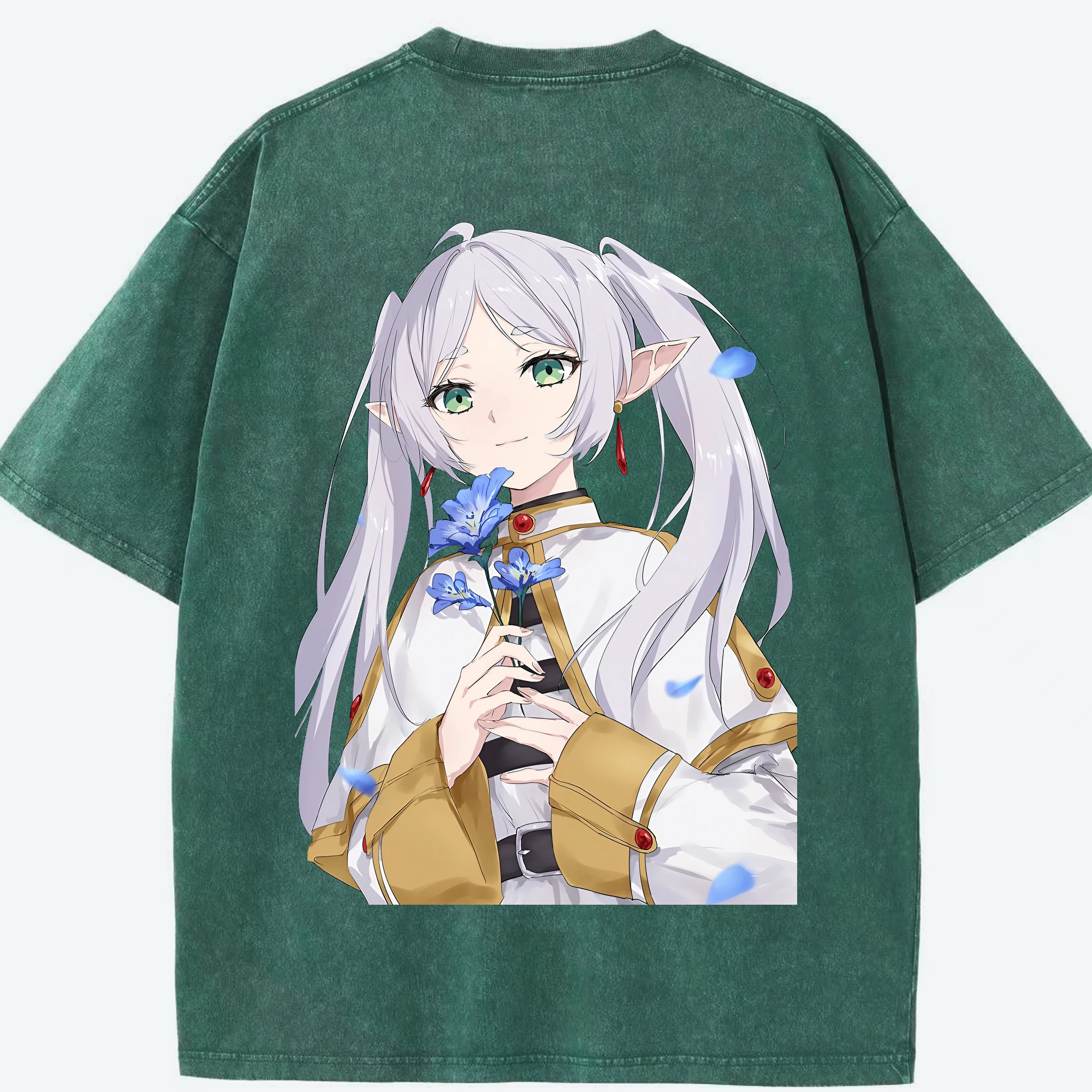 （画像用） 葬送のフリーレン Frieren 綿100% ヴィンテージ風 半袖Tシャツ（背面プリント）